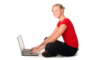 Woman using laptop