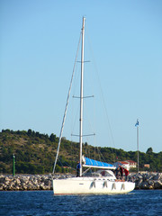 yacht preparing to mooring