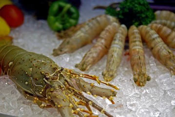 sea food in the restaurant 