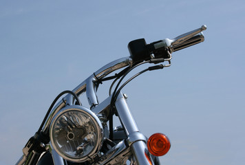 Chrome motorbike handlebars and headlight