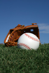 Baseball and Glove in Grass