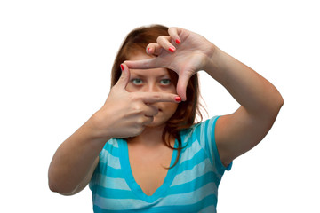 Girl looking through a frame