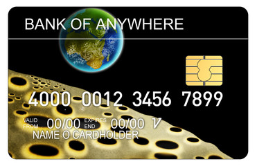 Credit card with earth and moon