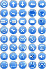 set of blue icons internet