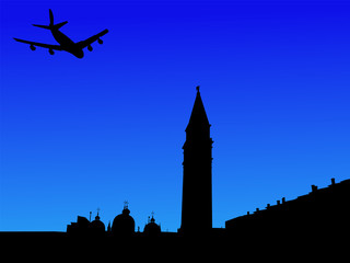 plane and St Marks Square Venice