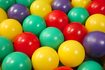 Fototapeta na wymiar Lots of colorful plastic play balls.