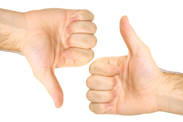 Thumbs up/down with clipping path