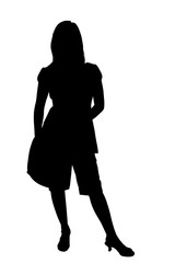 Silhouette With Clipping Path of Teen or Woman with Shoulder Bag