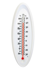 Thermometer over white background
