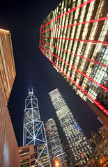 Skyscrapers Night view in Hong Kong central district