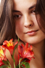 Fototapeta premium portret of a woman and flower