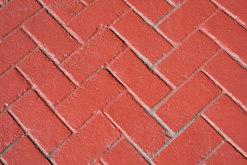 Red bricks herringbone pattern