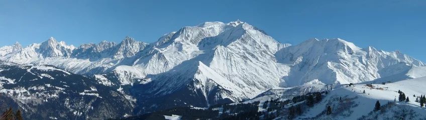 Photo sur Plexiglas Mont Blanc Massif du Mont Blanc vu du Mont d'Arbois à Megève