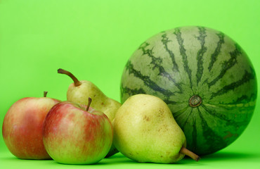 water-melon, apples and pears