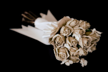 Wedding bouquet on black background