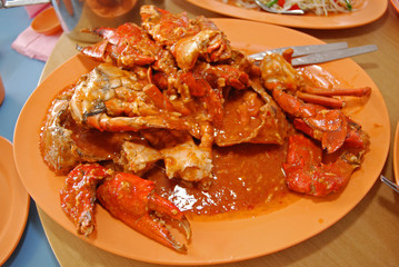 Chili crab on the plates
