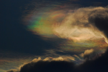 Fototapeta na wymiar Rainbow clouds and blue skies