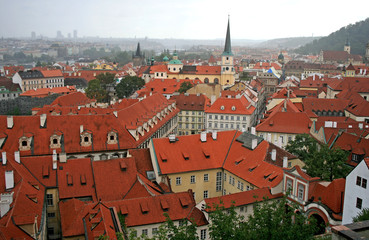 Fototapeta na wymiar The aerial view of Prague City