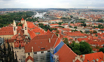 Fototapeta na wymiar The aerial view of Prague