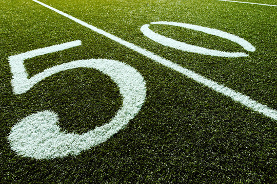 Football Field on 50 Yard Line