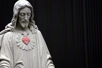 Jesus with a red heart, selective color