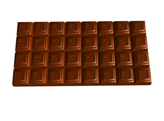 Chocolate bar on white