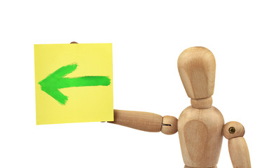 man with direction sign