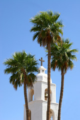 Fototapeta premium St. Thomas Mission bell tower in Yuma, AZ.