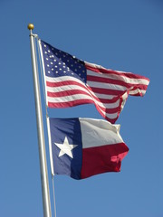 American & Texas flags