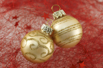 Two golden christmas balls