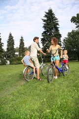 bicycle walk on meadow