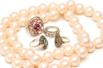 Various jewelery isolated on the white background