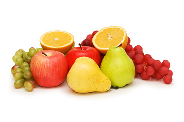 Various fruits isolated on the white background