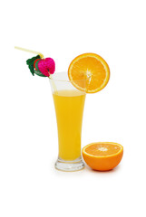 Oranges and juice isolated on the white