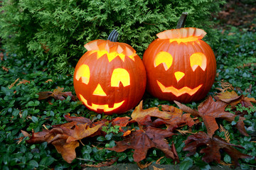 Carved Jack-o-Lantern Halloween pumpkins