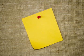 Yellow Note Paper on Hessian/Burlap Notice Board