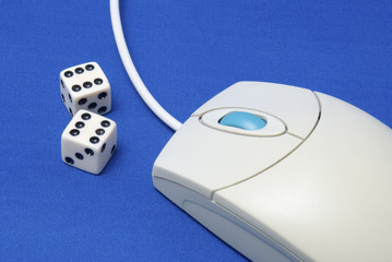 dice and a computer mouse