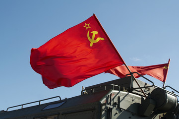 Russian Flag flying on Army vechicle
