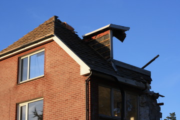 A house badly storm damaged in England