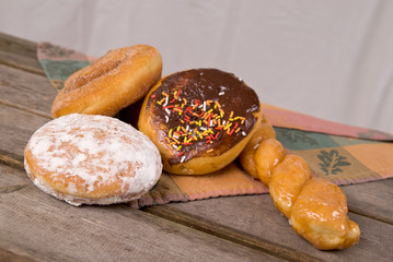 Donuts on picnic table