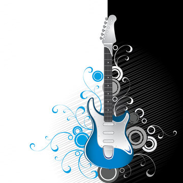 Guitar on a black-and-white background