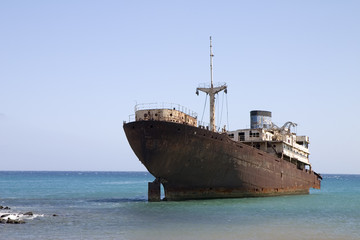 Wrecked ship in Lanzarote