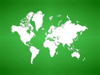 Fototapeta na wymiar world map on green gredient background