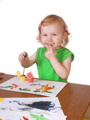 little girl with paint