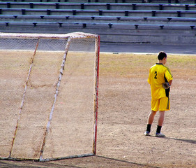 Goalkeeper standing in the goalmouth