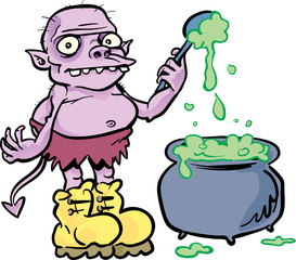A ghoul creature mixing a brew