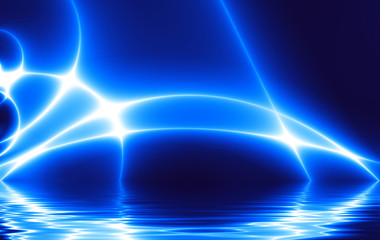 Dance of Blue Lights over water, fractal02z2b