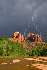 Cercles muraux Orage Storm over Cathedral Rock