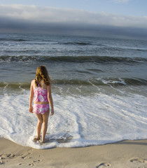 Girl Wading in Surf