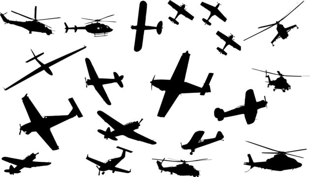 collection of plane and helicopter vector